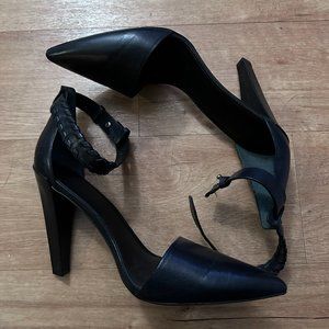 AllSaints Black Braided Leather Pumps